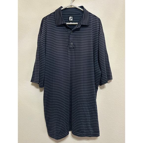 FootJoy Mens Size XXL Golf Dri-Fit Polo Gray Striped Short Sleeve Shirt Outdoors - Picture 1 of 9